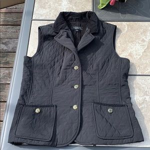 Talbots Black Quilted Vest ~ Sz Small